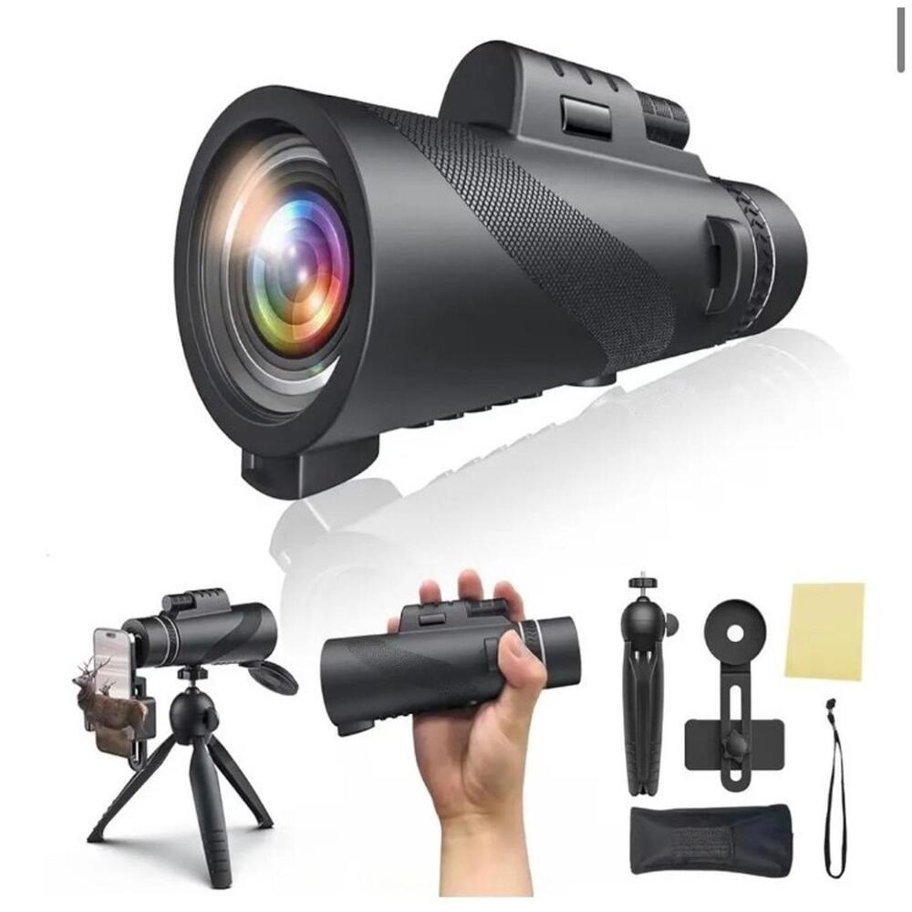 HD Monocular Telescope 80x100 Night Vision With Smart Phone Adapter & Tripod NEW